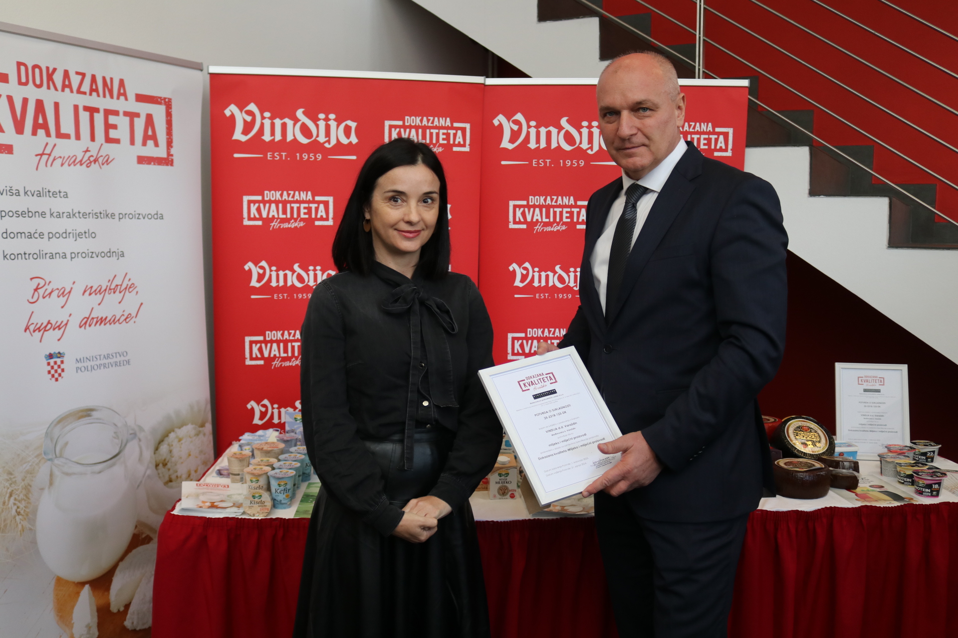 Vindija postala prva domaća kompanija s certifikatom „Dokazana kvaliteta Hrvatska“ za mlijeko i mliječne proizvode